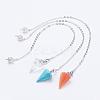 Natural & Synthetic Mixed Stone Hexagonal Pointed Dowsing Pendulums PALLOY-JF00332-1