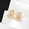 Brass Micro Pave Cubic Zirconia Stud Earrings EJEW-Z091-04G-E-4