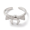 Bowknot Brass Micro Pave Clear Cubic Zirconia Open Cuff Rings for Women LS-RJEW-C098-05P-2