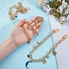 3Pcs Moon Eye Alloy Enamel with Rhinestone Charm Aluminum Cable Chain Bag Decorative Chains HJEW-NB00285-5