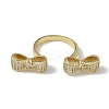 Rack Plating Brass Micro Pave Cubic Zirconia Bowknot Open Cuff Rings for Women RJEW-C088-03G-2
