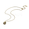 304 Stainless Steel Enamel Flat Round Necklaces for Women NJEW-Q028-01B-G-2