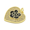 Rack Plating Heart with Flower Brass Micro Pave Clear Cubic Zirconia KK-Z053-23G-01-2