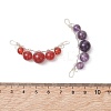 4Pcs 4 Styles Natural Tiger Eye & Rose Quartz & Carnelian & Amethyst Round Beaded Connector Charms PALLOY-TA00408-02-3