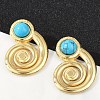Spiral 304 Stainless Steel Synthetic Turquoise Stud Earrings for Women EJEW-U046-13G-2