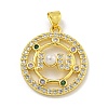 Rack Plating Brass Micro Pave Cubic Zirconia Pendants KK-C074-03G-1