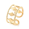 304 Stainless Steel Hollow Rhombus Open Cuff Rings RJEW-D002-20G-3