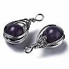 Natural Amethyst Pendants G-Q998-028-3