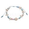 Bohemian Style Acrylic Starfish Turtle & Round Glass Beaded Braided Anklets for Women FS-WG26544-01-5