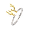Antler Shape 925 Sterling Silver Micro Pave Cubic Zirconia Cuff Rings for Women RJEW-U046-01P-2