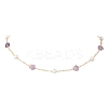 Natural Lepidolite Star & Natural Freshwater Pearl & Brass Link Chain Necklaces NJEW-JN05687-03-2