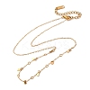 304 Stainless Steel Rhombus Tassel Cable Chain Necklaces for Women NJEW-K255-42G-4