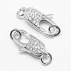 Brass Micro Pave Grade AAA Cubic Zirconia Lobster Claw Clasps ZIRC-P029-08P-NR-1