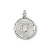 Brass Pave Natural Shell Flat Round with Letter Charms KK-Z115-13P-U-1