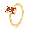 Brass Enamel Cuff Ring RJEW-F118-21-G-3