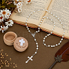 1Pc Alloy Crucifix Cross Virgin Pendant White Round Glass Pearl Rosary Bead Necklaces NJEW-FG0001-23-4