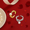 4Pcs 2 Colors Brass Micro Pave Cubic Zirconia Adjustable Cuff Open Rings RJEW-HY0001-26-3