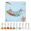 Natural Gemstone Autumn Pumpkin Pendant Locking Stitch Markers HJEW-AB00610-1