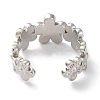 Rack Plating Brass Flower Open Cuff Rings for Women RJEW-S242-01P-B-3