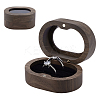 Oval Wood Wedding Ring Storage Boxes with Velvet Inside CON-WH0107-32-1