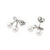 304 Stainless Steel Shell Pearl Bowknot Stud Earrings for Women EJEW-U020-28P-2