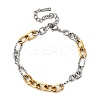 304 Stainless Steel Figaro Chains Bracelets BJEW-K284-03A-GP-2