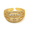 Brass Micro Pave Cubic Zirconia Cuff Rings for Women RJEW-E294-04G-01-2