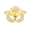 Brass Micro Pave Cubic Zirconia Adjustable Ring Components KK-CBAC351-02G-1