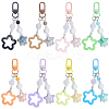 8Pcs 8 Colors Zinc Alloy & Resin Star Pendant Decorations HJEW-BBC0001-26-1