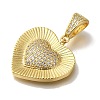 Heart Rack Plating Brass Micro Pave Clear Cubic Zirconia Pendant KK-U019-18G-02-2