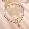 Zinc Alloy Iron Sapphire Rhinestone Hamsa Hand Pendant 3 Layer Necklaces FS-WGD7493-01-3
