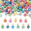 66Pcs 11 Colors Electroplate Imitation Jade Glass Charms PALLOY-TAC0312-1