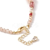 Natural Strawberry Quartz & Agate & Natural Pearl Beaded Bracelets BJEW-C068-08G-4