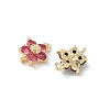 Brass Pave Cubic Zirconia Flower Links Connector Charms KK-H089-34G-3