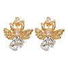 Brass Micro Pave Clear Cubic Zirconia Bowknot Stud Earrings EJEW-P323-01G-4