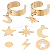 DIY Stainless Steel Open Cuff Ring with Star Moon Charms Making Kits DIY-LP0001-02-1