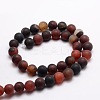 Dyed Frosted Natural Agate Round Beads Strands X-G-E322B-8mm-01-2