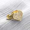 Brass Micro Pave Cubic Zirconia Adjustable Cuff Rings for Women RJEW-U053-09G-1