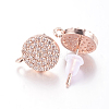 Brass Micro Pave Cubic Zirconia Stud Earring Findings ZIRC-E132-13A-RG-2