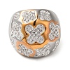 Ion Plating(IP) 304 Stainless Steel Natural Polymer Clay Rhinestone Flower Finger Rings RJEW-Z054-10P-02-2