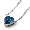 304 Stainless Steel Pave Cubic Zirconia Heart Pendant Cable Chain Necklaces for Women NJEW-G142-07P-02-1
