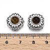 Brass Colorful Cubic Zirconia & Natural Tiger Eye Rhombus Beads KK-N258-13P-3