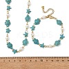 Starfish & Turtle Synthetic Turquoise Beaded Necklace & Bracelet Sets SJEW-JS01385-02-4