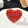 Heart Brass with Enamel Cuff Rings for Women RJEW-A069-10G-3