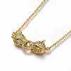 Brass Micro Pave Cubic Zirconia Door Knocker Pendant Necklaces NJEW-H202-01G-1
