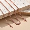 3mm Brass Rope Chain Necklaces for Men Women NJEW-G160-10RG-1