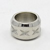 Tarnish Resistant 304 Stainless Steel Large Hole Column Carved X-shape Beads STAS-G037-06-1