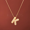 Brass Micro Pave Clear Cubic Zirconia Initial Pendant Necklaces for Women FS-WGDC51D-11-1