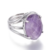 Adjustable Faceted Natural Amethyst Finger Rings RJEW-I068-B09-1-2