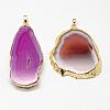 Electroplated Natural & Dyed Agate Big Pendants G-N0167-030-2